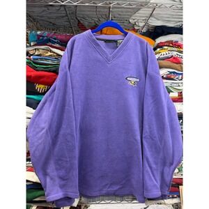 The Edge Baltimore Ravens NFL Fleece Pullover V-Neck Sweatshirt Purple Mens 2XL